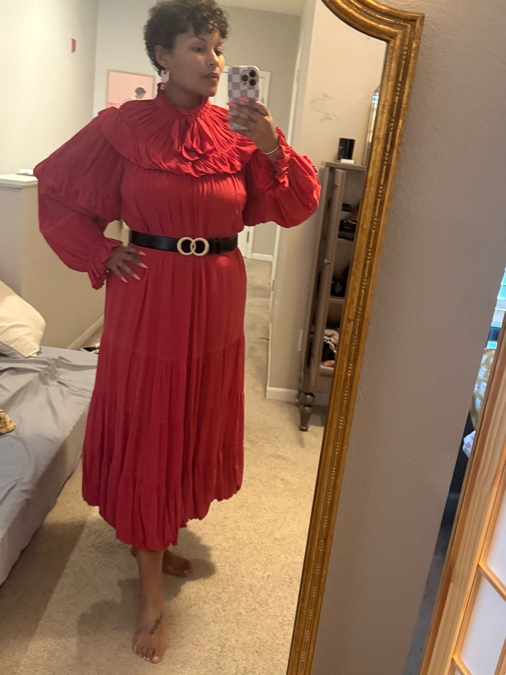 Ulla Johnson Vibrant Red Long Sleeve Dress